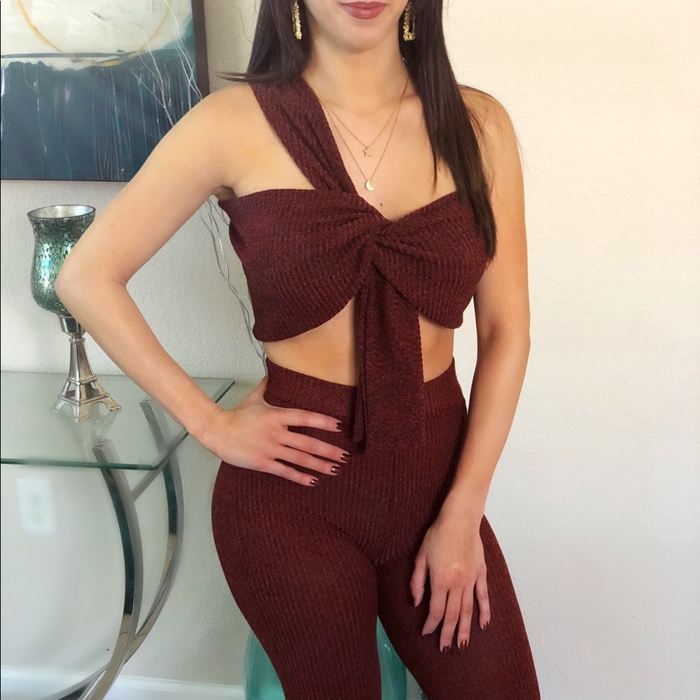 Burgundy Ribbed Set - Picture 3 of 4